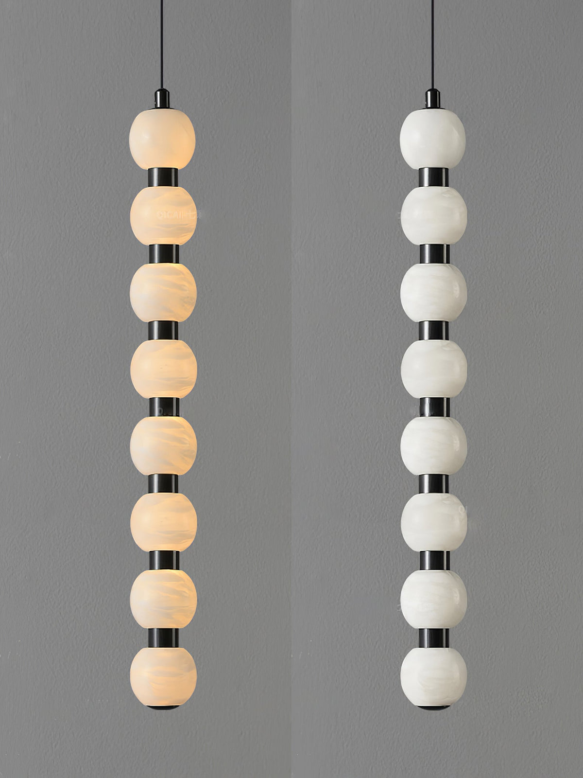 Orbique Alabaster Pendant Light – Modern Vertical LED Chandelier