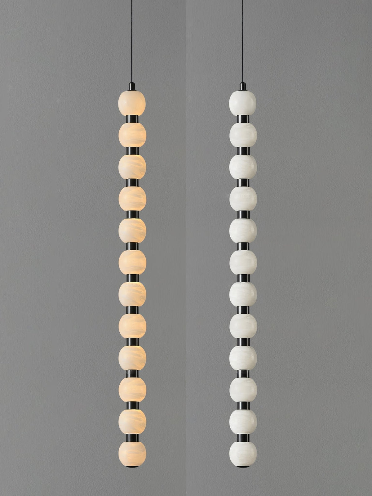 Orbique Alabaster Pendant Light – Modern Vertical LED Chandelier