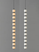 Orbique Alabaster Pendant Light – Modern Vertical LED Chandelier