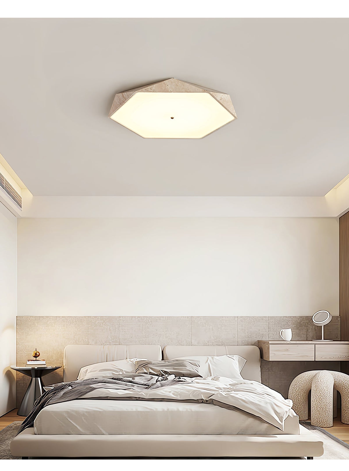Lunarc Stone Flush Mount Ceiling Light in Yellow Travertine