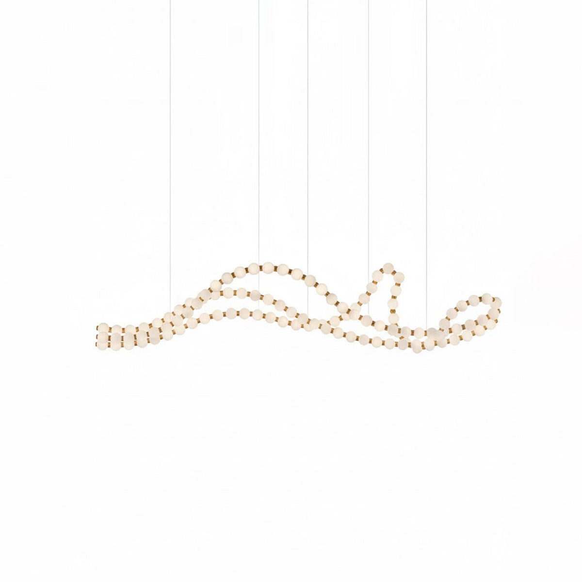 Pearl Necklace Acrylic Ball Chandelier, Modern Gold LED Pendant Light