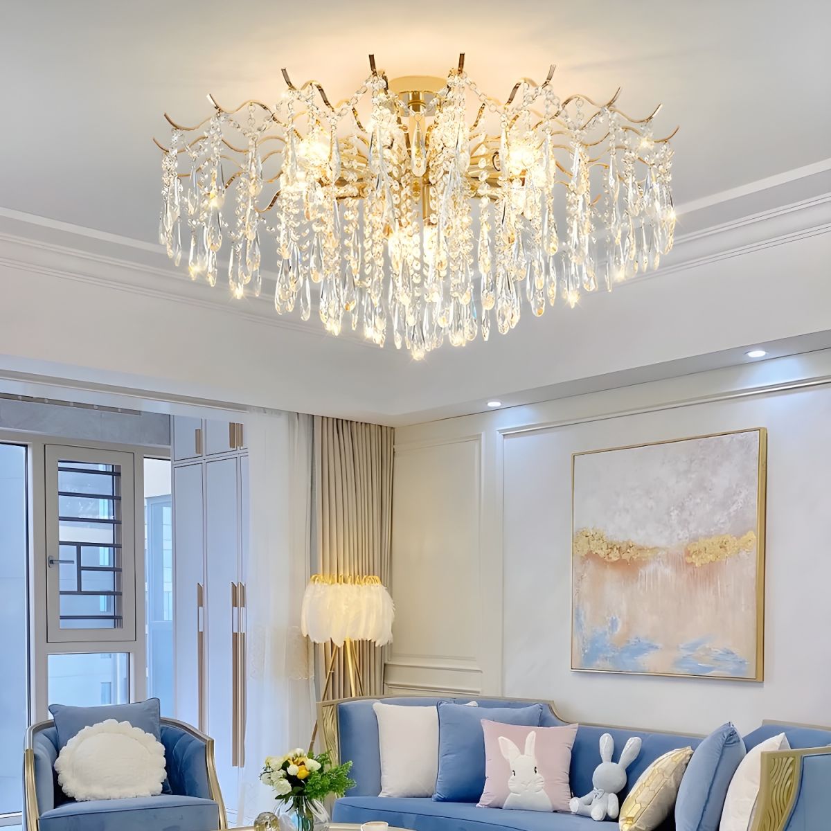 American Style Minimalist Luxury Living Room Modern Retro Crystal Chandelier