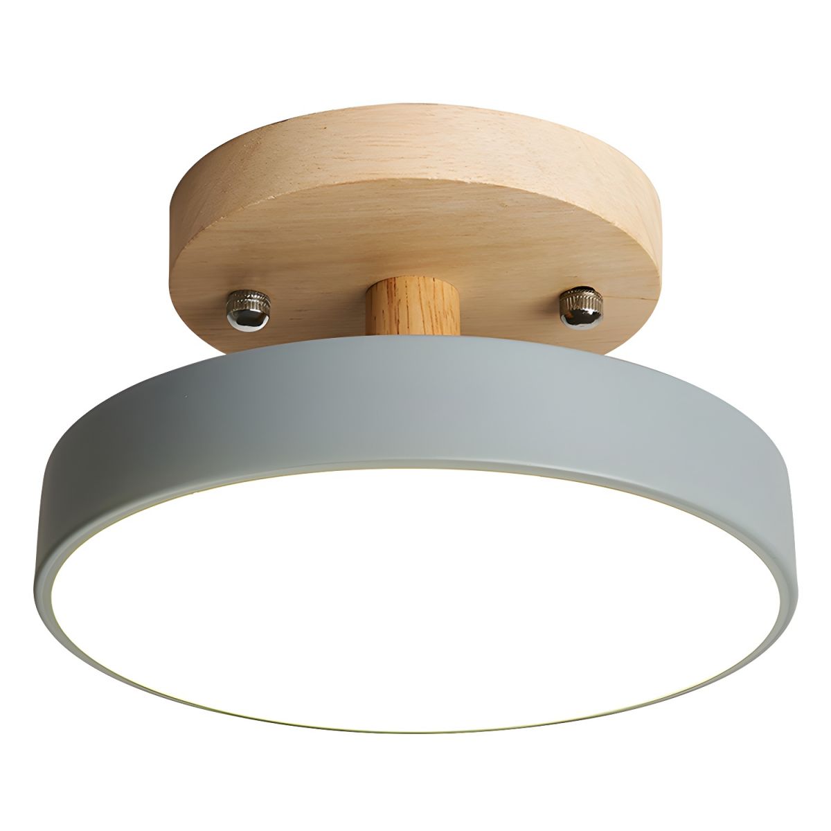 Round Semi Flush Wooden Ceiling Light