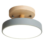 Round Semi Flush Wooden Ceiling Light