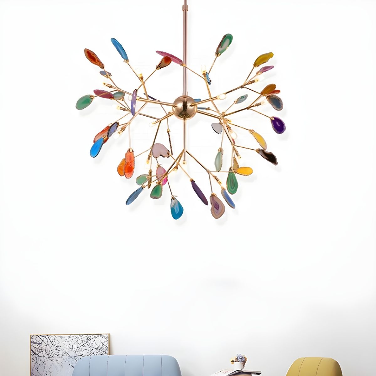 Nordic Minimalist Modern Simple Branch Agate Pendant Lamp