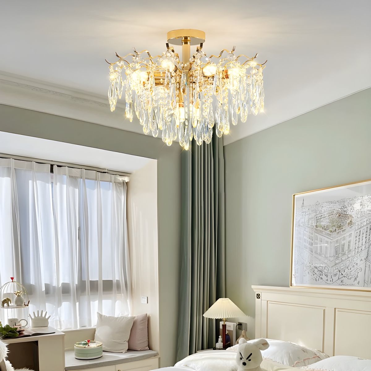 American Style Minimalist Luxury Living Room Modern Retro Crystal Chandelier