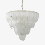 Layered Glass Petal Chandelier – Modern Brass & Glass Pendant Light for Dining Room and Living Room