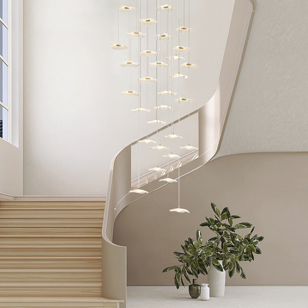 Lotus Leaves Led Staircase Chandelier Ha093921
