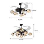 41 In 4 Blades Ceiling Fan Lights With 6 8 Light Glass Shades Remote Control
