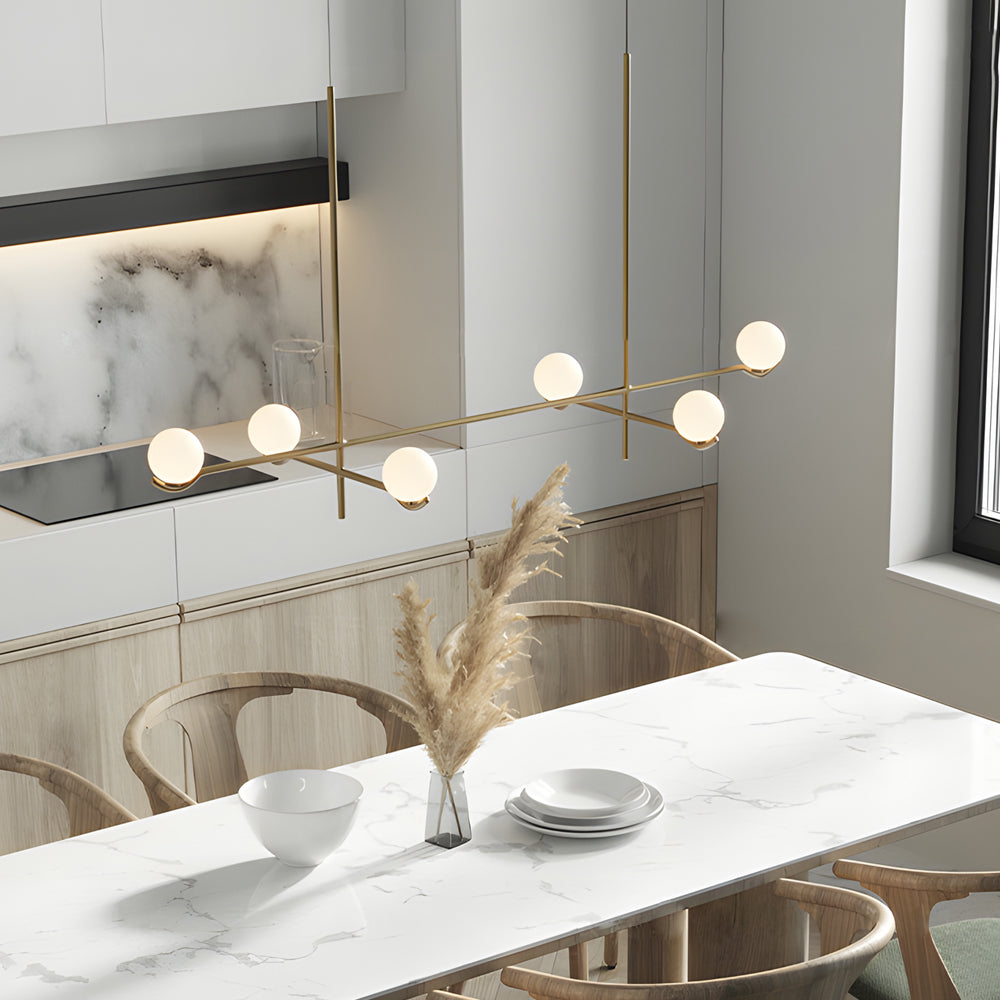 Modern Linear Glass Ball Pendant Light With 3 4 6 Light Black Gold