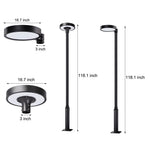 Round Waterproof Smart Remote Control Led Solar Lamp Post Top Lights