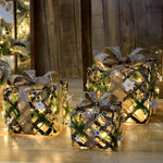 Set of 3 Festive Gift Box Decorations in Modern Style for Holiday Interiors