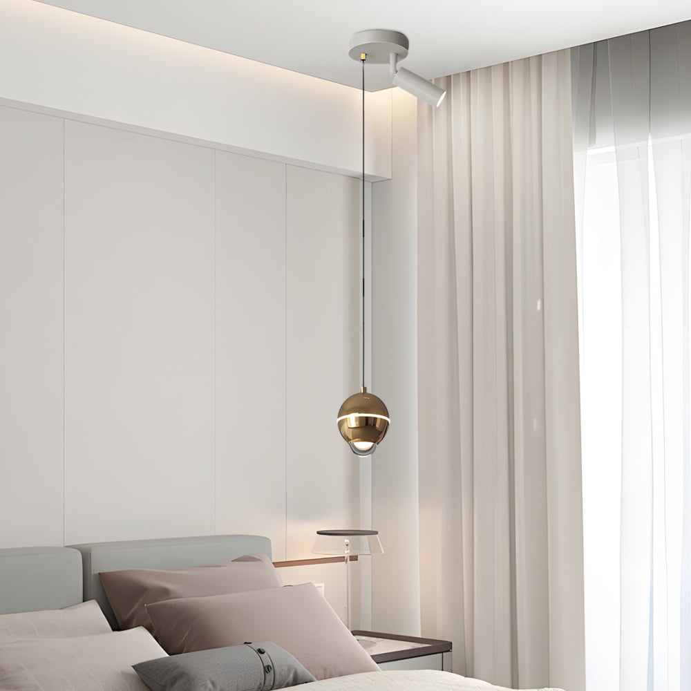 Small Metal Ball 3 Step Dimming Led Modern Pendant Lights With Spotlights