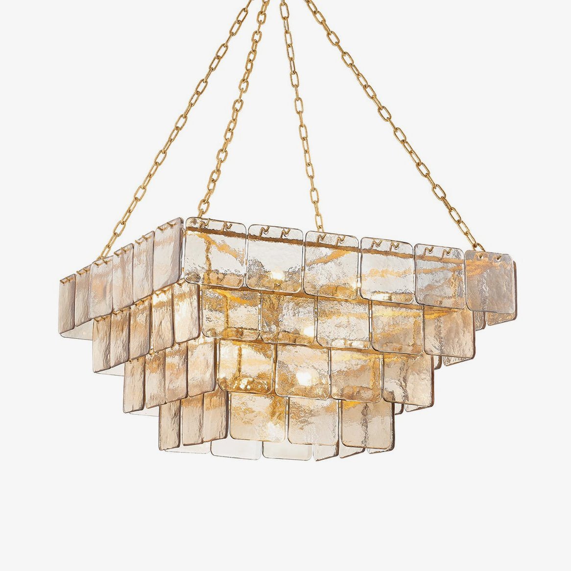 Regal Chain Chandelier – Art Deco Tiered Glass Pendant for Dining Room