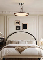 Orbito Semi Flush Ceiling Light in Walnut Wood Grain and Nickel