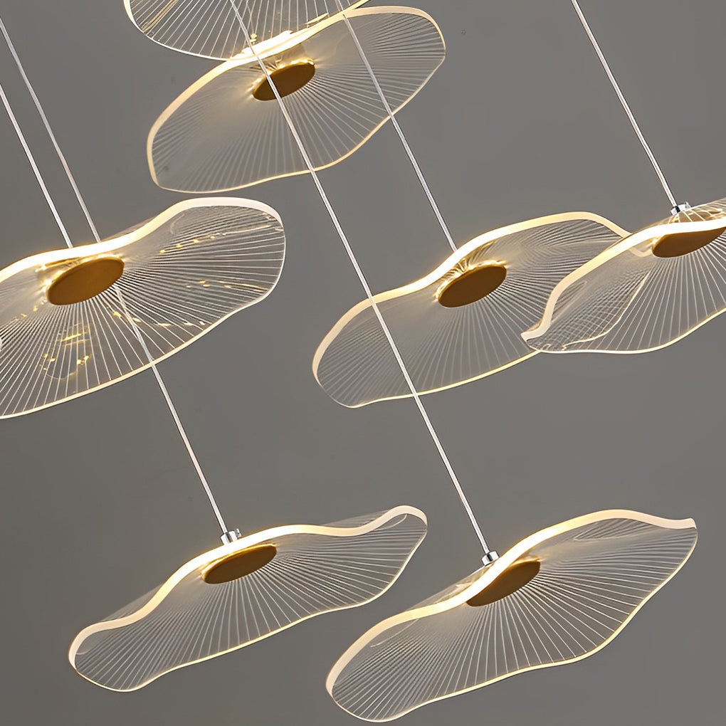 Lotus Leaves Led Staircase Chandelier Ha093921
