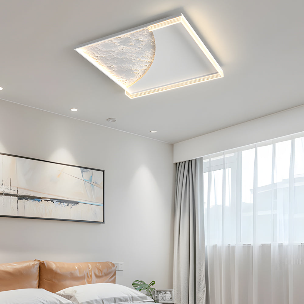 Geometric Simple Lunar Texture 3 Step Dimming Led Modern Ceiling Lamp