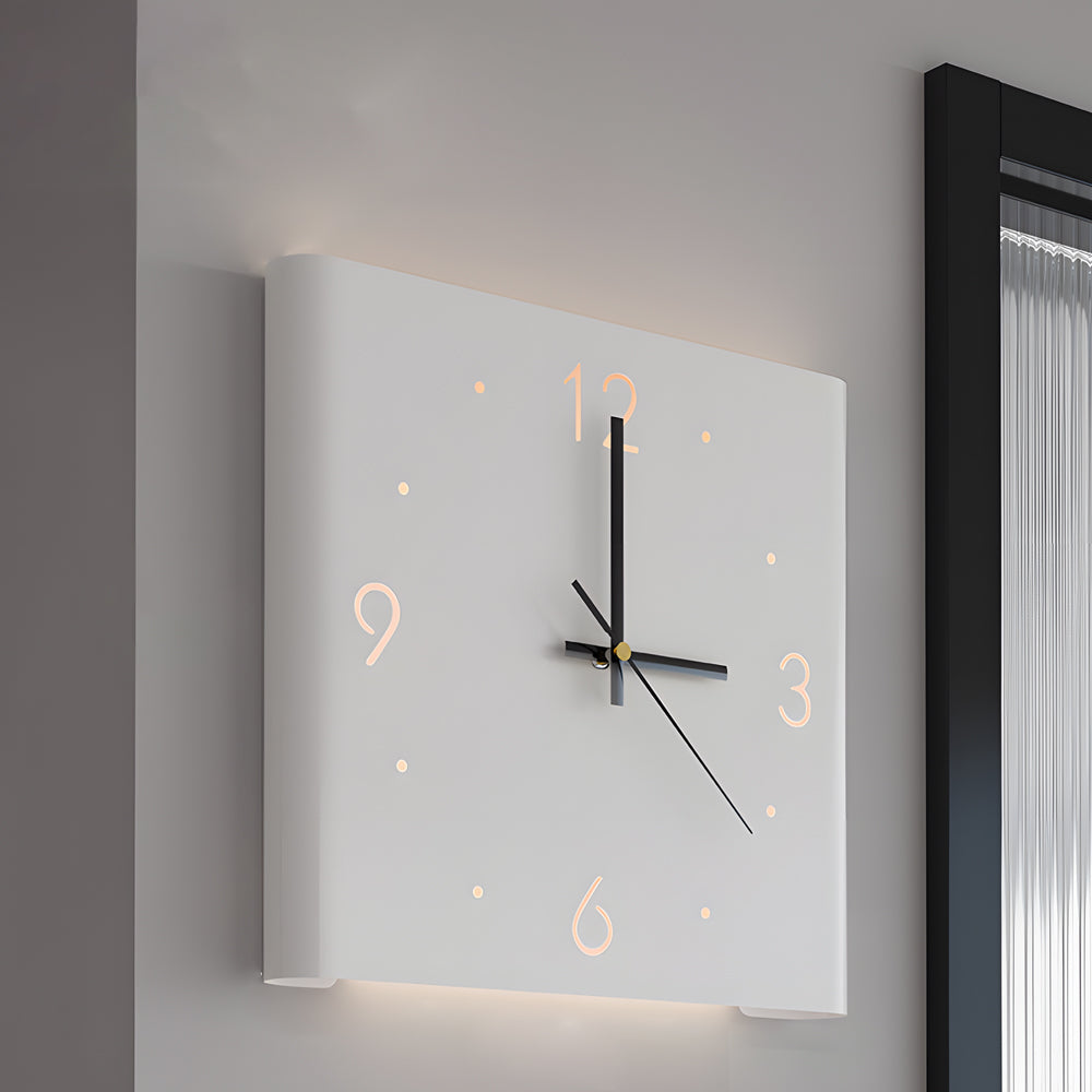 Square Metal Silent Backlit Led Corner Wall Clock Modern Wall Decor