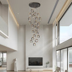 Led Ring Clusters Rotating Staircase Chandelier