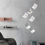 Glass Square Cube Stainless Steel Led Modern Spiral Long Chandelier