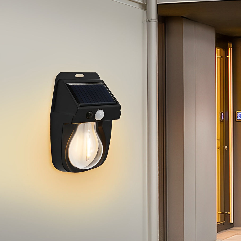 Tungsten Bulb Solar Wall Lanterns Dusk To Dawn Motion Senor Lighting