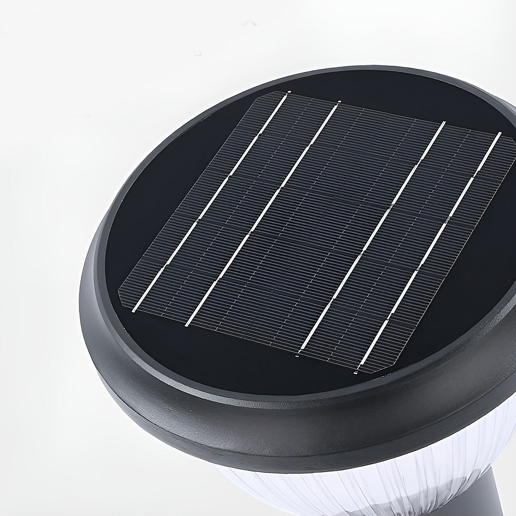 Round Led Black Modern Solar Post Light