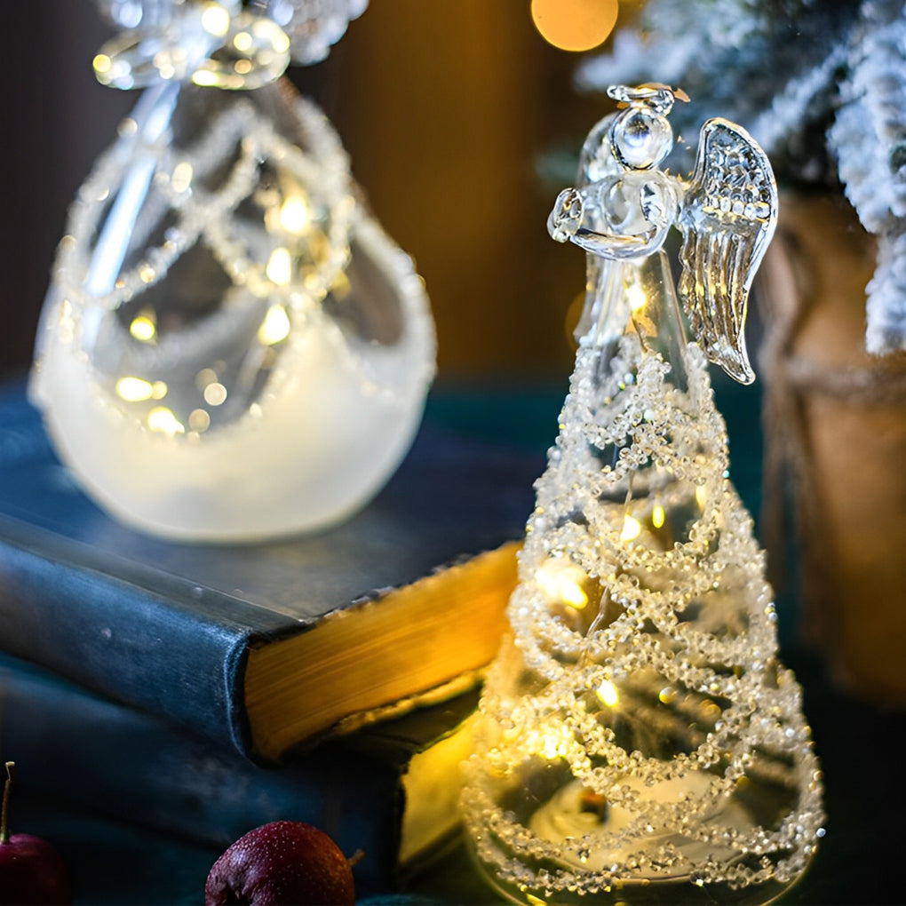 Lumière Céleste Glass Angel LED Table Lamp – Ethereal Night Light for Modern Interiors