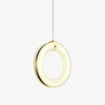 Alabaster Ring Pendant Light in Natural Stone with Brass Accents