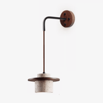 Cylindrical Travertine Wall Sconce in Walnut and Metal