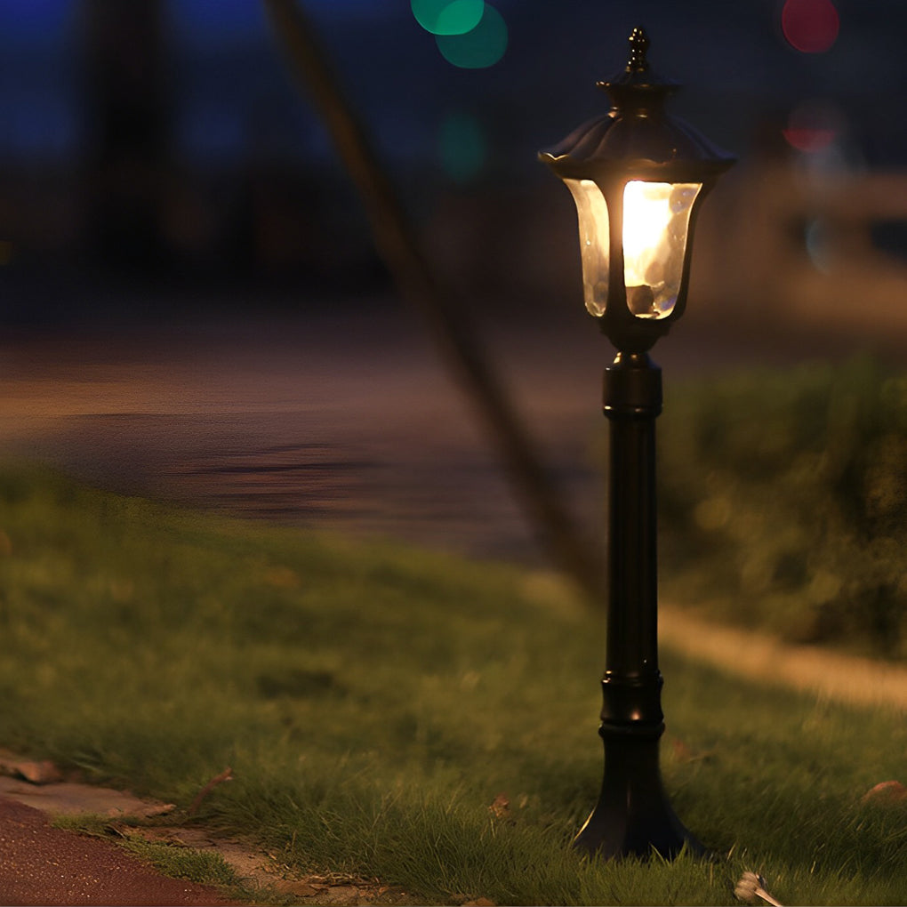 Classic Black LED Outdoor Post Light with Water Glass Lens
