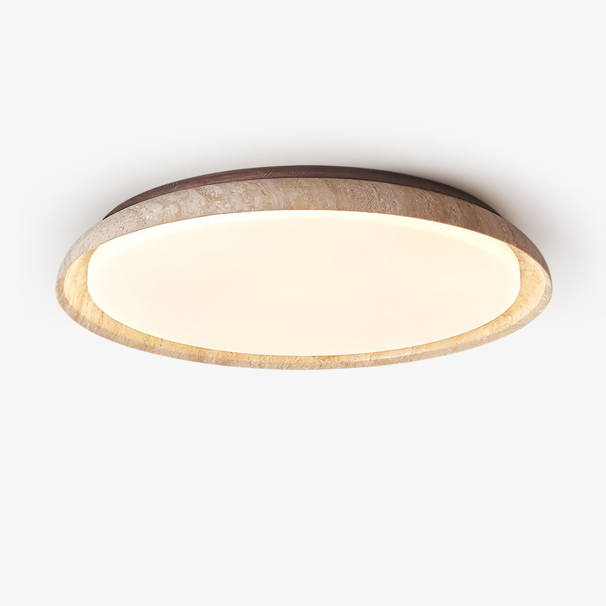 Aureum Edge Ceiling Light in Yellow Travertine — Modern Flush Mount LED