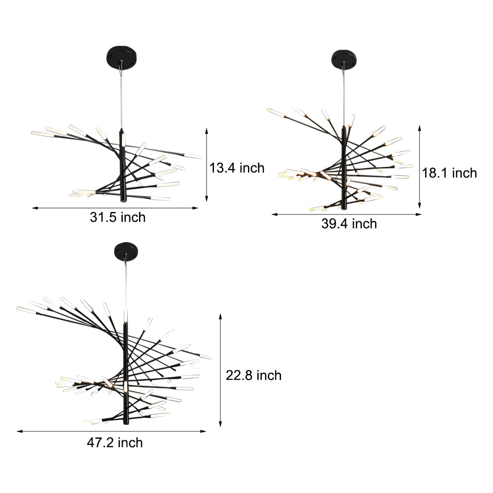 Aurelia Spiral LED Chandelier in Gold or Black