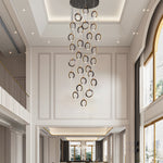 Led Ring Clusters Rotating Staircase Chandelier