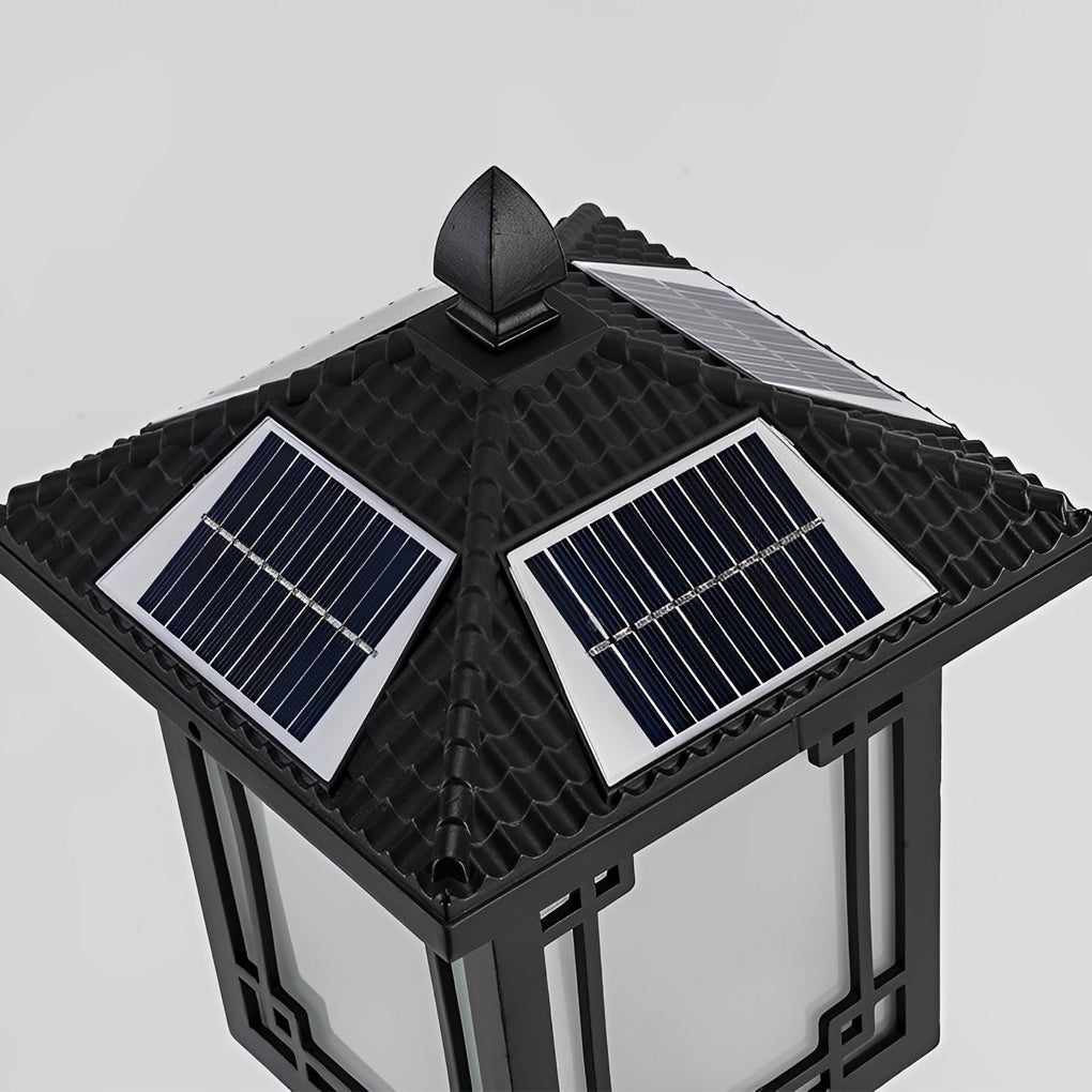 Solar LED Post Light with 3-Step Dimming, Die-Cast Aluminum Outdoor Lamp