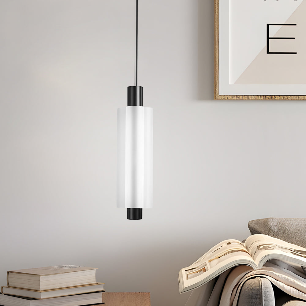 1 2 3 Heads Acrylic Cylinder Pendant Lights Modern Hanging Lamp In Gold Black