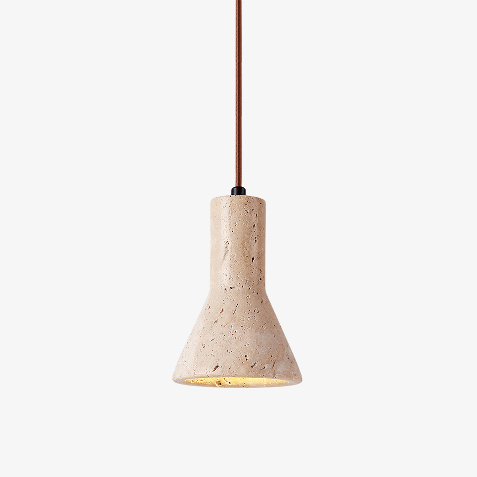 Funnel Travertine Pendant Light – Natural Stone Modern Hanging Lamp