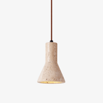Funnel Travertine Pendant Light – Natural Stone Modern Hanging Lamp