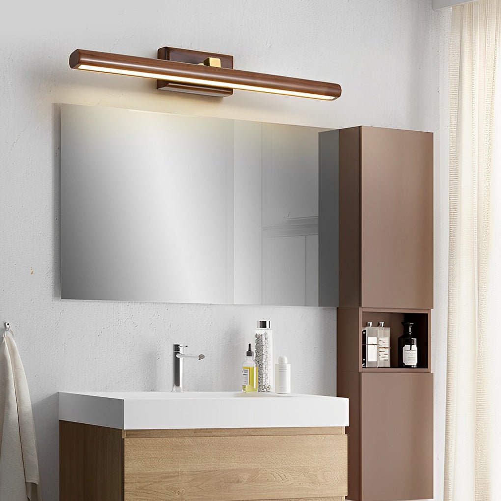 Rotatable Wood LED Vanity Light with Brass Accents for Modern Bathrooms