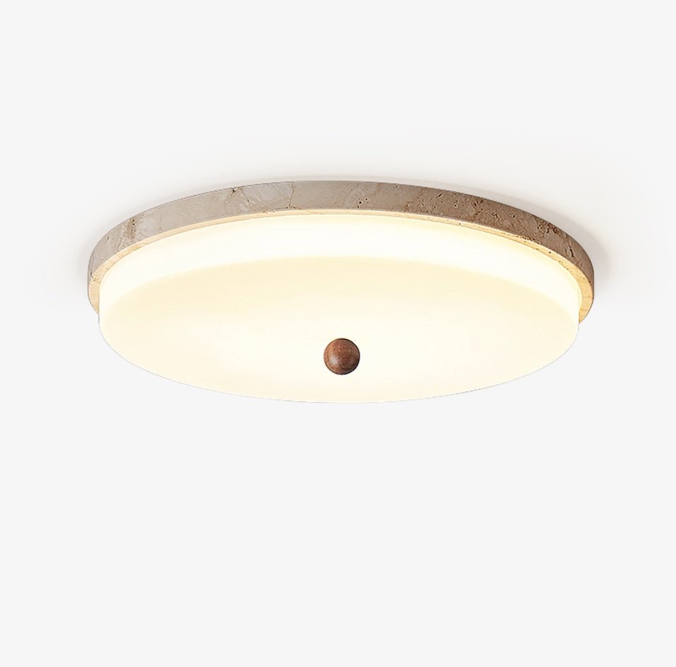 Aeon Travertine Orb Ceiling Light – Natural Stone Flush Mount