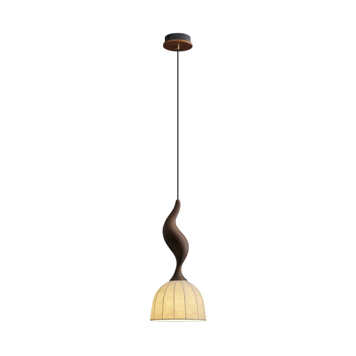 Elowen Twisted Wood Pendant Light – Sculptural Designer Ceiling Lamp
