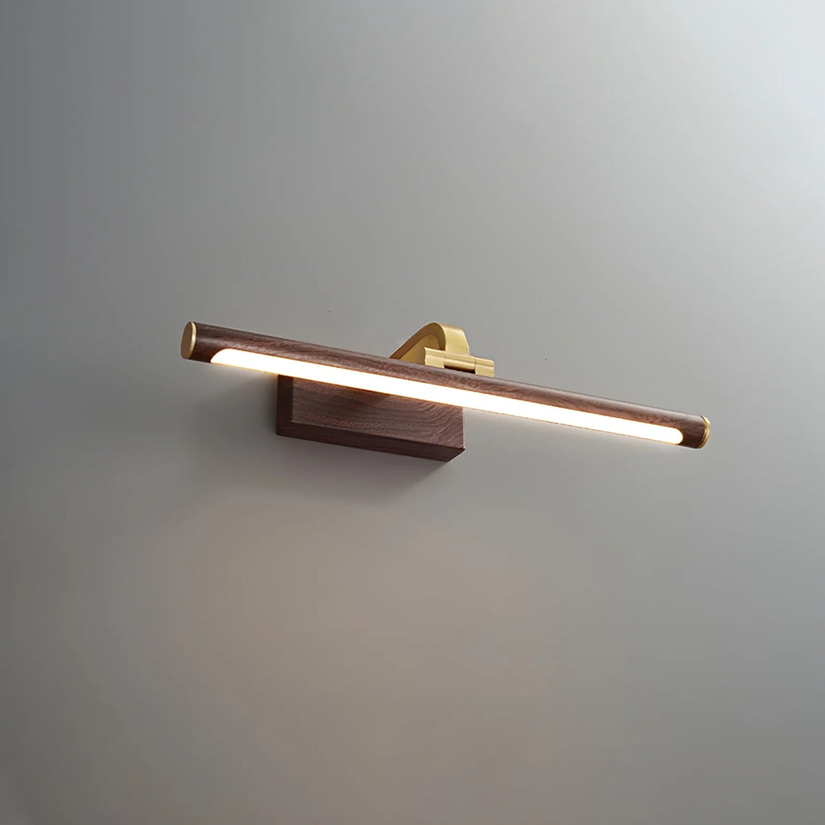 Luxe Brass Walnut Linear Wall Light