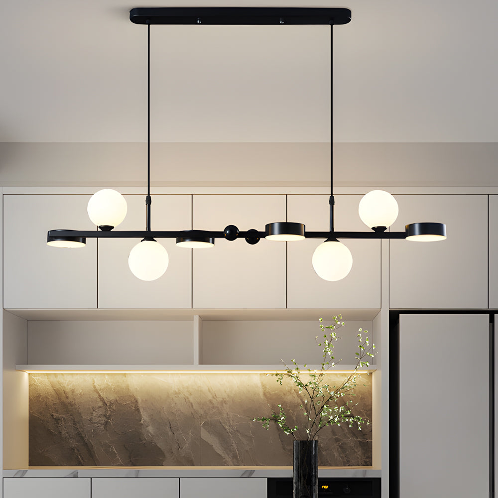6 8 Light 3Step Dimming Glass Ball Led Long Dining Room Chandelier