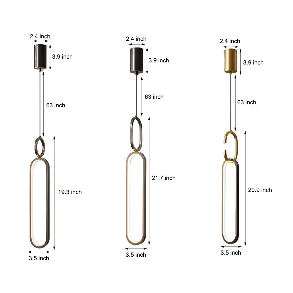 Minimalist Long Oval Rings 3 Step Dimming Led Copper Modern Pendant Lights Li002746