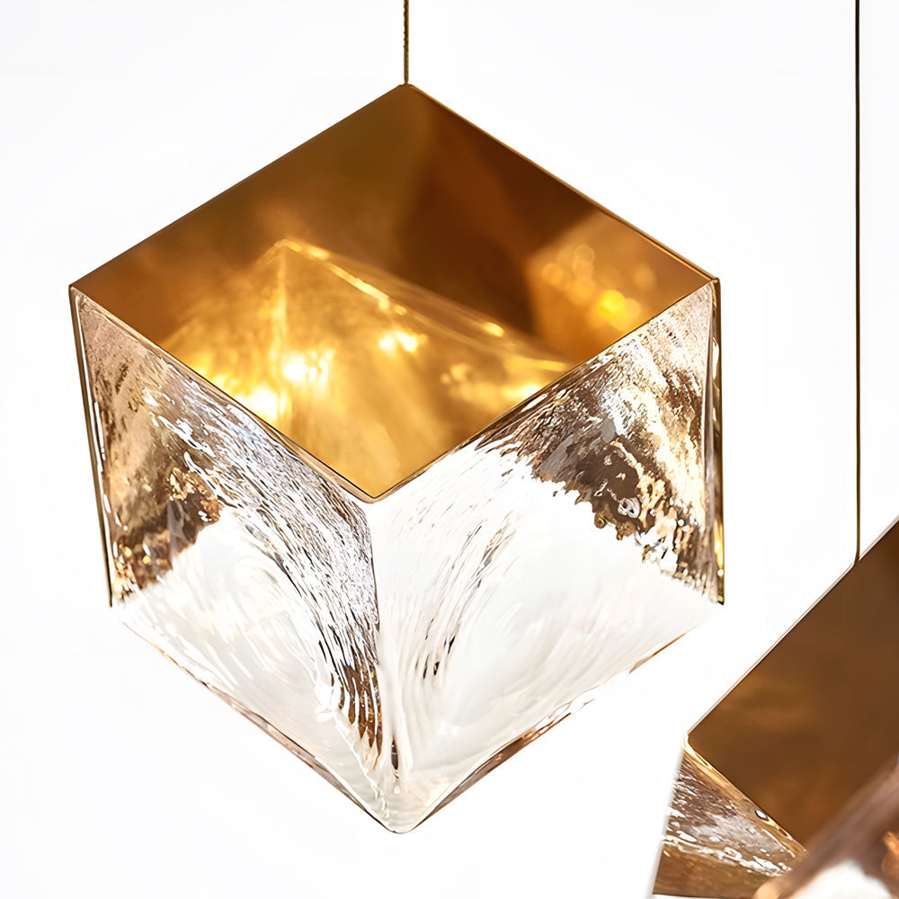 Glass Square Cube Stainless Steel Led Modern Spiral Long Chandelier