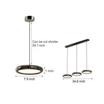 Modern 1 3 Light Black Chrome Round Metallic Led Pendant Light