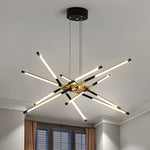 Modern Stepless Dimming Long Strip Sputnik Led Chandelier Gold Black Gold