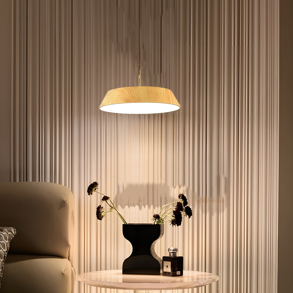 15 74 Inch Round Wood Japanese Style Led Pendant Light