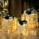 Set of 3 Festive Gift Box Decorations in Modern Style for Holiday Interiors