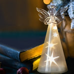 Lumière Céleste Glass Angel LED Table Lamp – Ethereal Night Light for Modern Interiors