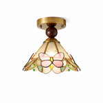 Butterfly Bloom Ceiling Light – Art Glass Flush Mount with Brass Accents